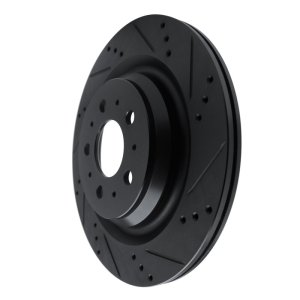 Tesla Model 3 Brake Rotor (1) - Rear Right - R1 Concepts - Drilled & Slotted - Black - `17-`25